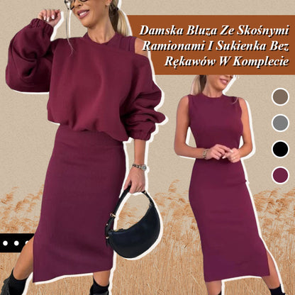 ✨Damska bluza i sukienka bez rękawów, 2-częściowy zestaw