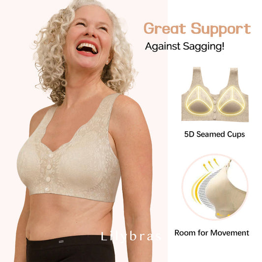 ✨🔥 Plus Size Zero Touch Lace Full Cup Front Opening Bra